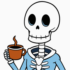 Skeleton Coffee on White Background Vector Design