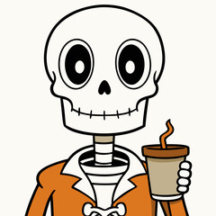 Skeleton Coffee on White Background Vector Design