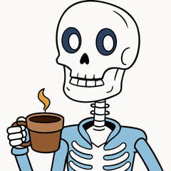 Skeleton Coffee on White Background Vector Design