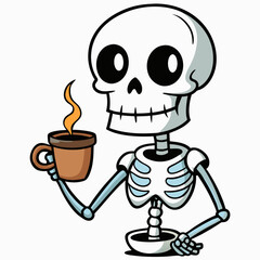 Skeleton Coffee on White Background Vector Design