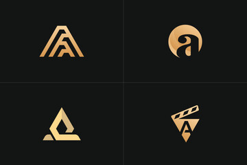 Obraz premium A Letter Gold - 4 in 1 Logo Brand Set 