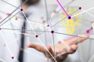 Neural network 3D illustration. Big data and cybersecurity - 3d