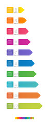 Fototapeta premium Business vector infographics. Informational table with 10 arrows, steps, options. Template progress bar with ten arrow-like elements. Clean and modern infographic design
