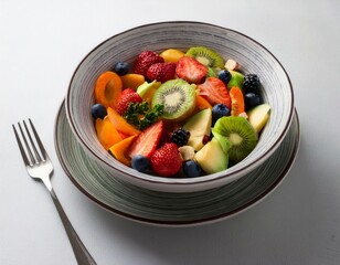 Bowl of colorful salad or fresh fruit. Generated image