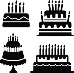 Sweet Success: Collection of Birthday Cake Icons for Celebrations