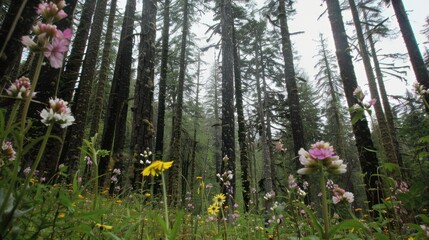 Wildflowers in a Lush Forest