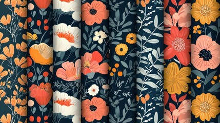 Blooming Bliss - Vector Floral Pattern Swatches for Seamless Designs
