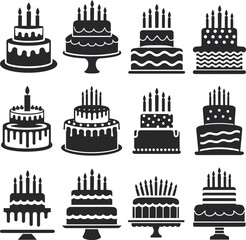 Celebrate with Style: Birthday Cake Icon Set for Festive Designs
