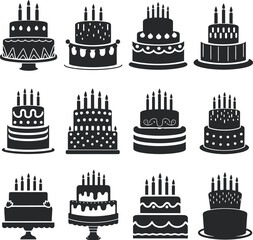 Celebrate with Style: Birthday Cake Icon Set for Festive Designs