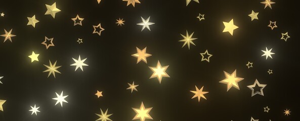 Falling Holiday Astral Radiance: Magnificent 3D Illustration of Descending Stellar Illumination for Christmas