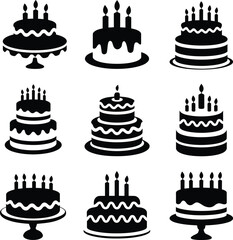 Celebrate with Style: Birthday Cake Icon Set for Festive Designs