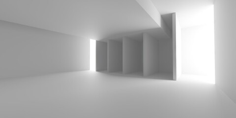 Minimalistic room space. White clean empty architecture interior