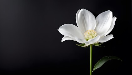 White flower on black background with copy space, Funeral concept