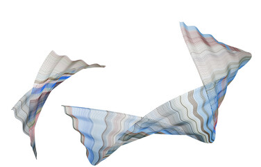 Leichtigkeit, blau rote schmale filigrane verdrehte Linienformen farbverlauf abstrakt copy space