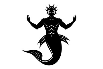 Cool mermaid sticker design in a silhouette style