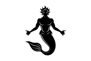 Cool mermaid sticker design in a silhouette style