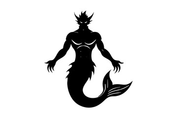 Cool mermaid sticker design in a silhouette style