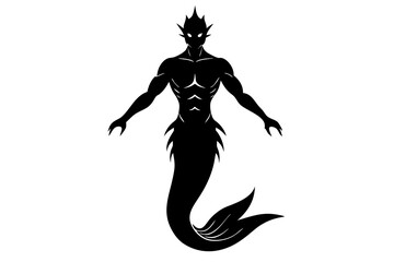 Cool mermaid sticker design in a silhouette style