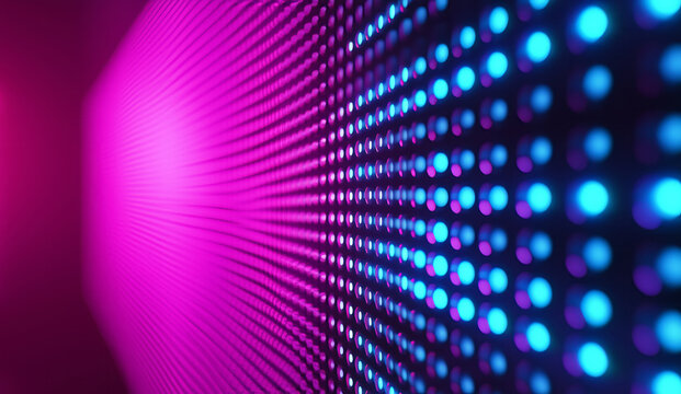 LED light screen background with neon blue and pink lights - Powered by Adobe