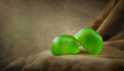 Jelly Candies. Still life with green jelly candies. Selective focus