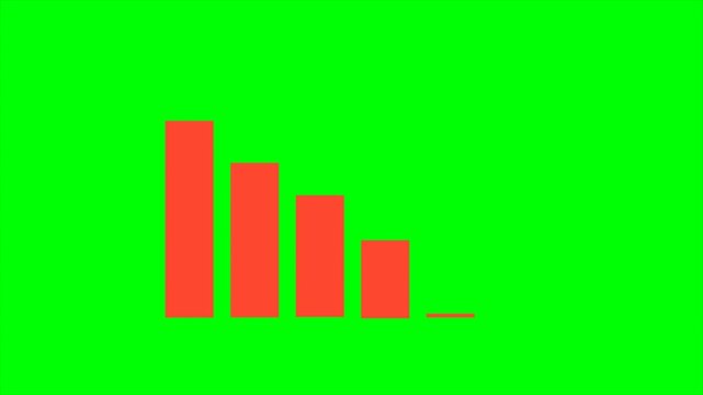Bars arrow green screen business data element, negative decreasing down trend