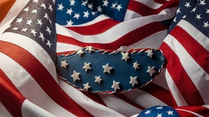 american flag on sky