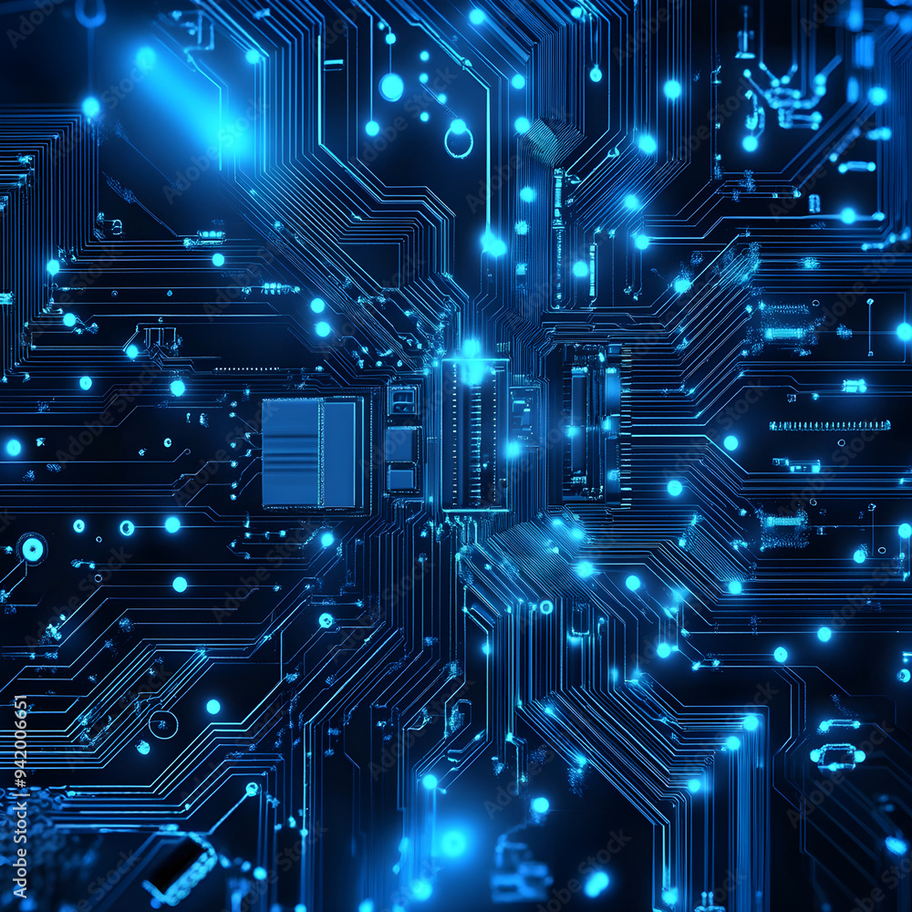 Poster blue circuit board background with a modern abstract technology theme image