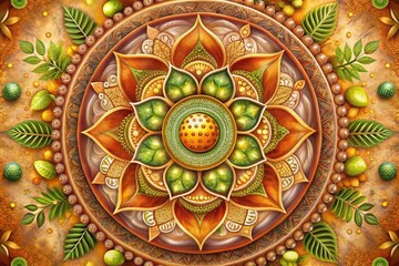 Zen Gratitude Mandala: Meditative, balanced, calming, earth tones, harmony