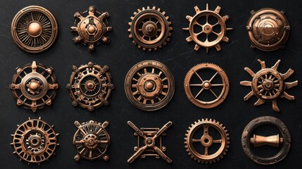 Fototapeta premium Steampunk Industrial Revolution - Gears and Design Elements in Vintage Style