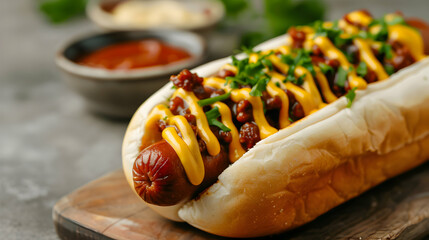 Artisan Hot Dog With Gourmet Toppings Festive