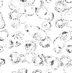 Monochrome texture composed of irregular graphic elements. Distressed uneven grunge background. Abstract vector illustration. Overlay for interesting effect and depth. Isolated on white background.