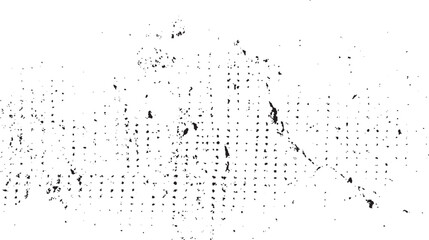 Monochrome texture composed of irregular graphic elements. Distressed uneven grunge background. Abstract vector illustration. Overlay for interesting effect and depth. Isolated on white background.