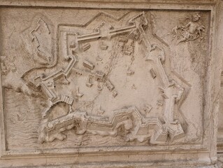 A relief city plan of Candia, Venice, Italy on 19-06-2023