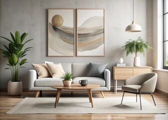 Zen Simplicity: Minimalist brushstrokes harmonize with simple sketches, radiating a sense of calm and balance, dominated by neutral hues and subtle textures.