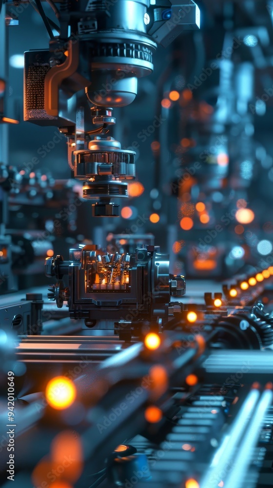 Aufkleber advanced technology machine highlighted in a high-tech room, surrounded by blurred background machin