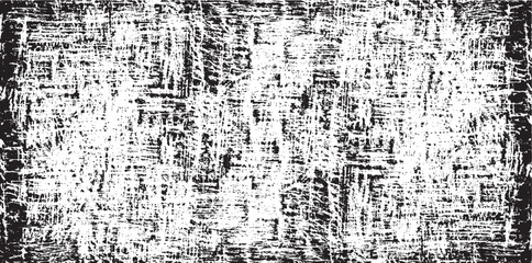 Monochrome texture composed of irregular graphic elements. Distressed uneven grunge background. Abstract vector illustration. Overlay for interesting effect and depth. Isolated on white background.