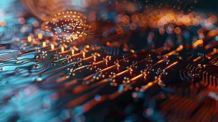 Circuit Board with Orange Lights