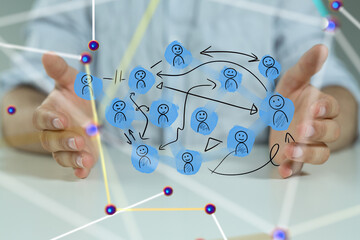 Abstract technology group and data 3d
