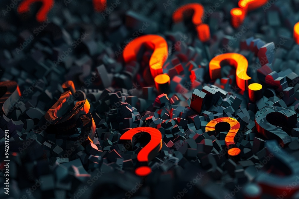 Poster Abstract Conceptual Background Featuring Question Marks, Symbolizing Curiosity and Inquiry, Set Against a Subtle Gradient, Ideal for Representing Puzzles, Mysteries, and Problem-Solving Themes