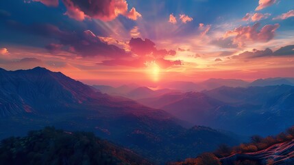 Sun Setting Over Desert Mountains