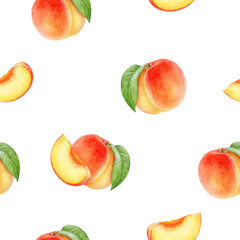 A Beautifully Colorful and Cheerful Peach Watercolor Seamless Pattern Design Ideal for Backgrounds and Textiles