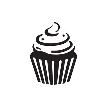 recommend clip art: Vector muffin silhouette icon, illustration cupcake isolated on white.