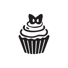 Vector muffin silhouette icon, illustration cupcake isolated on white.