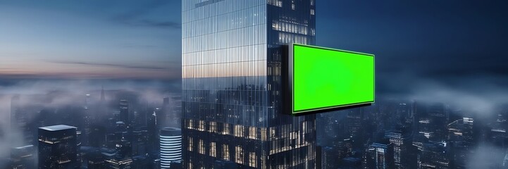 Mock up and blank green screen billboard for advertising. Billboard Green Screen ChromaKey with Copy Space