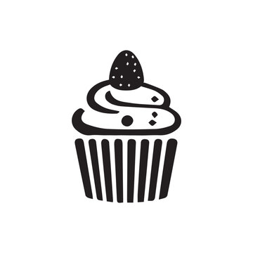 recommend clip art: Vector muffin silhouette icon, illustration cupcake isolated on white.