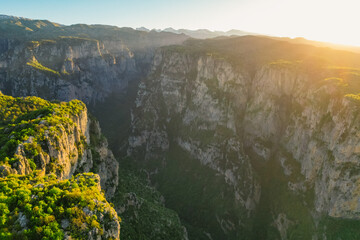  Vikos Gorge from the Oxya Viewpoint in the  national park  in Vikos-Aoos in zagori, northern Greece. Nature landscape