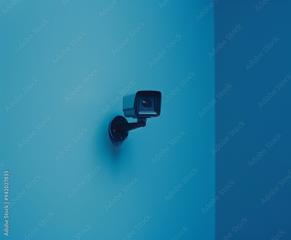 Poster ultra-realistic minimal photo of a wifi camera in negative space style, shot by hasselblad h6d-400c 