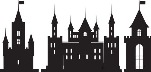Obraz premium set of castle silhouette isolated on white background