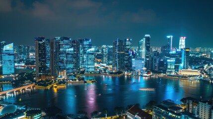 Naklejka premium Singapore Skyline Night