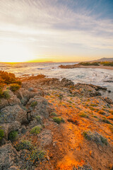 Romanos Beach near Voidokilia beach, lagoon with beaches in mediterranean, Ionian Sea, Pylos town , Greece.